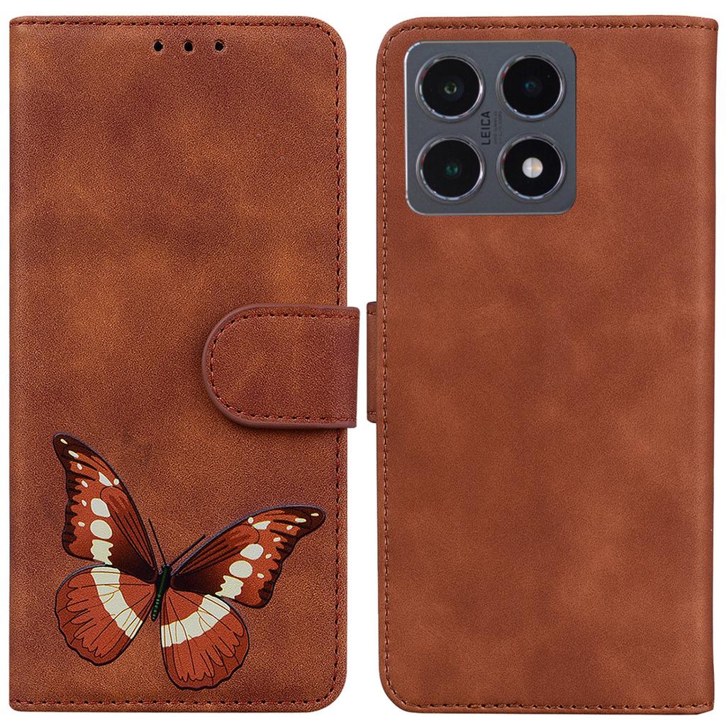 For Xiaomi 15T Stand Case PU Leather Phone Cover Butterfly Printed