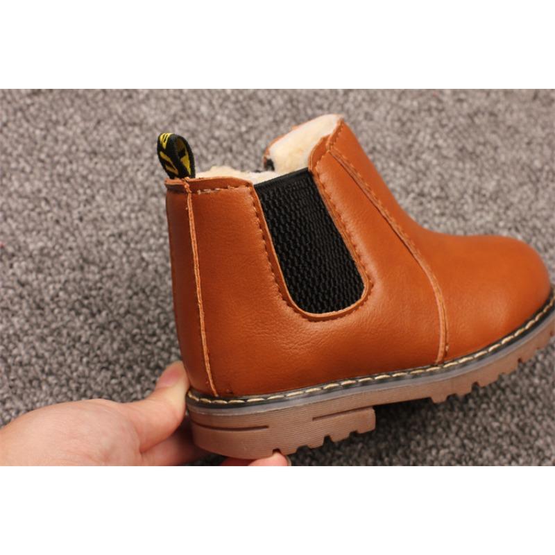 Children's Snow Boots Autumn and Winter New Boys British Style Solid Color Cotton Boots Girls Show Martin Boots