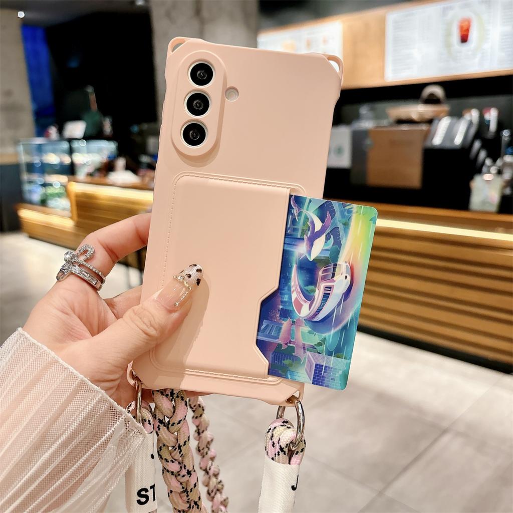 Чехол-кошелек на ремешке через плечо для Samsung S23 S21 S24 Plus S25 Edge S26 S22 Ultra A15 A35 A55 A16 A26 A36 A56 A17 Силиконовый чехол-кошелек