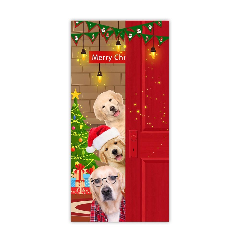 90x185cm Christmas Hanging Cloth Background Christmas Door Cover  Indoor and Outdoor