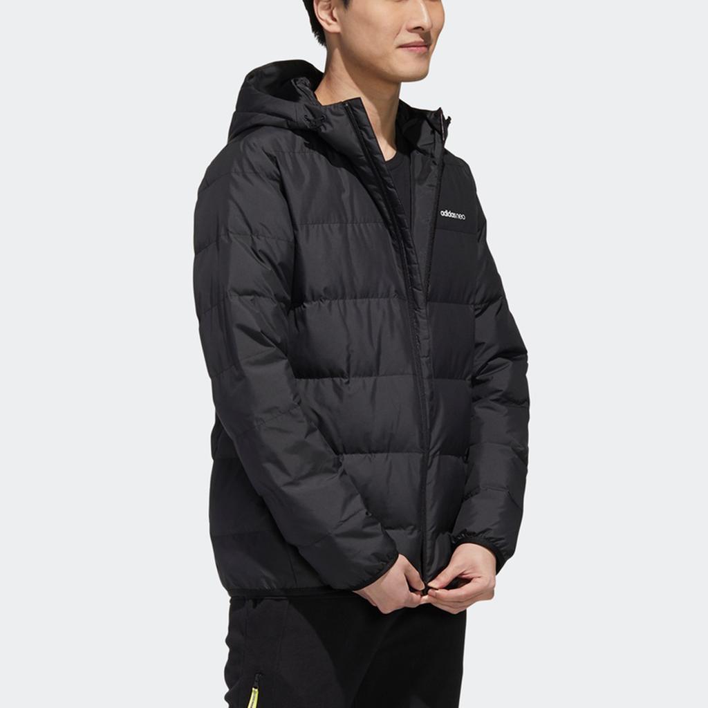 Adidas Neo Trans Down Jacket With Hood, Windproof and Warm, Winter Sports Outerwear Men Outerwear Black GM2325