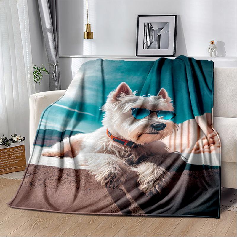 Одеяло с милой собакой, мультяшным хаски, самоее, чихуахуа, коки, померанским шпицем, мягкое одеяло для дома, спальни, чехол для дивана, детское одеяло