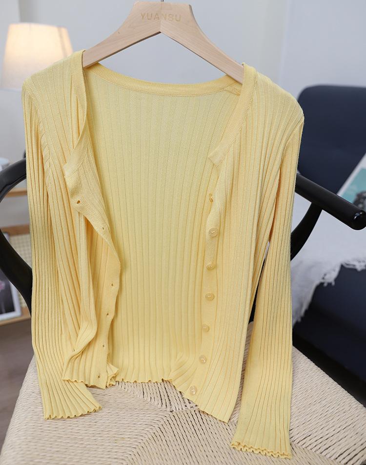 Новый женский вязаный кардиган, тонкий стиль, новая летняя модная универсальная куртка с длинными рукавами, женская модная одежда