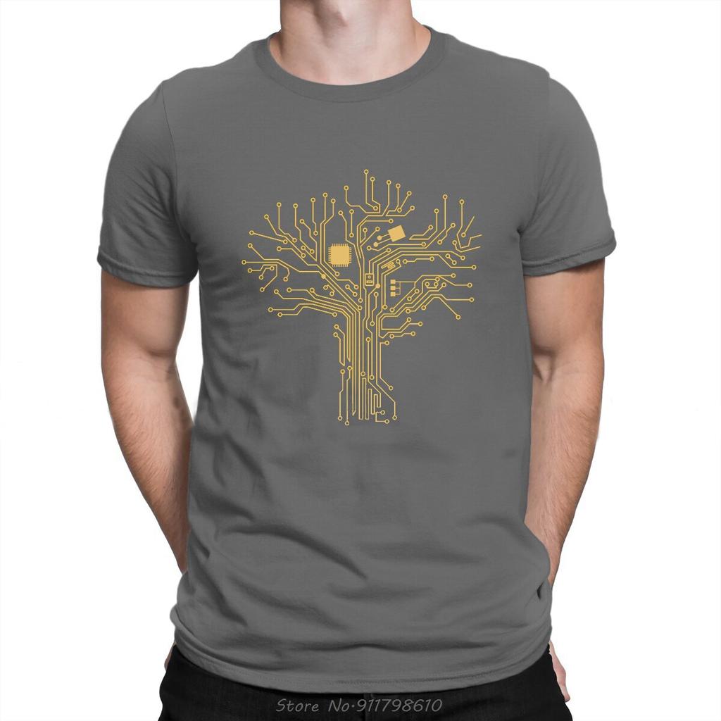Tree Of Tech Nerd Life CPU TShirt Computer Cpu Core Cotton Fabric Basic T Shirt Men Fashion Oversized T-shirt Funny Tees