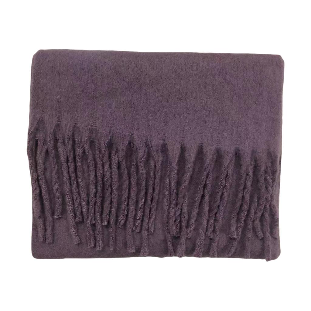 Solid Color Mohair Loop Yarn Scarf Women's Autumn and Winter New High-end Versatile Warm Scarf Shawl Dual-purpose