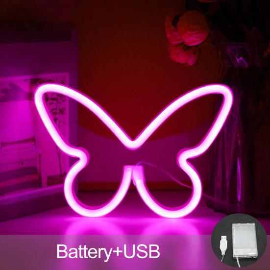 Светодиодный USB/Батарейка Форма Мерцание Управляемый Креативный Неоновый Знак Бесплатный 3D Визуальный Эффект