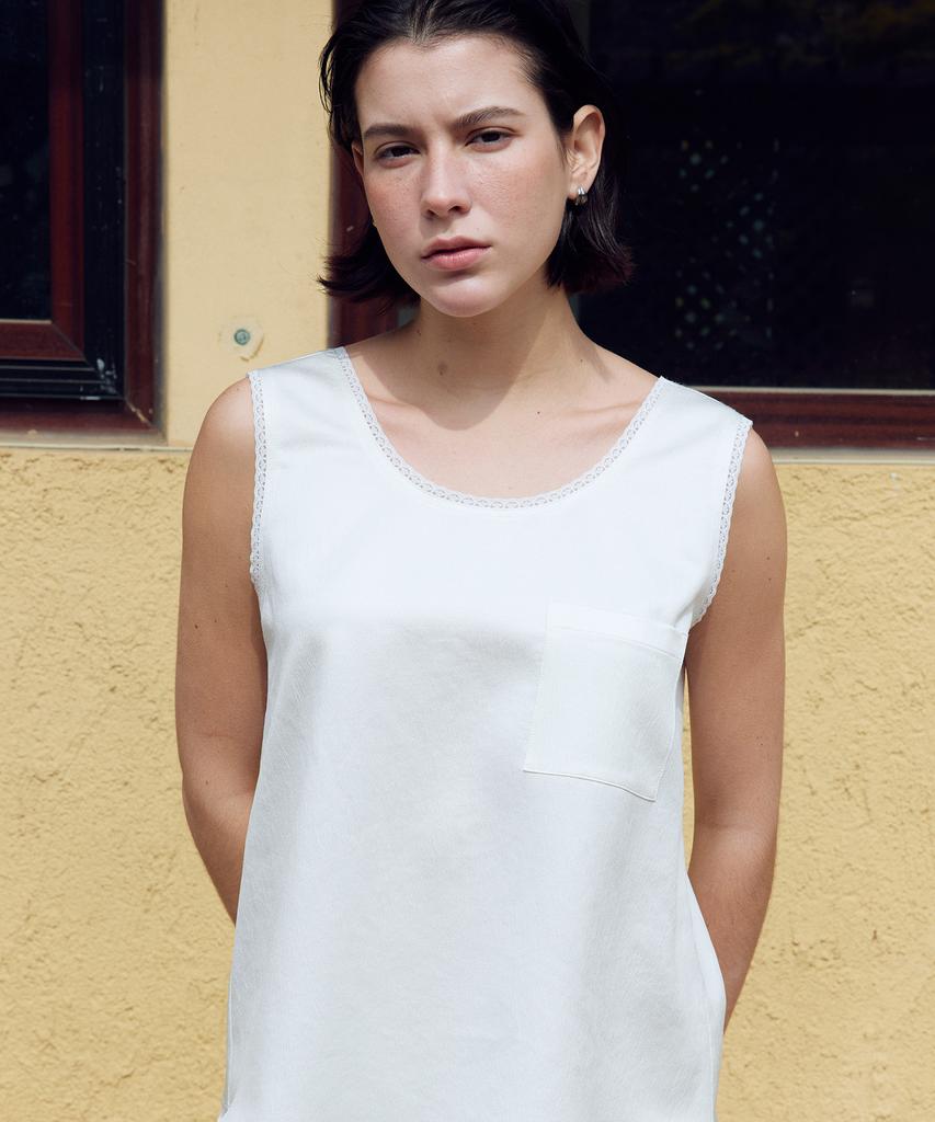 FRITUR Sleeveless Pocket Top Ivory_F262Bl01