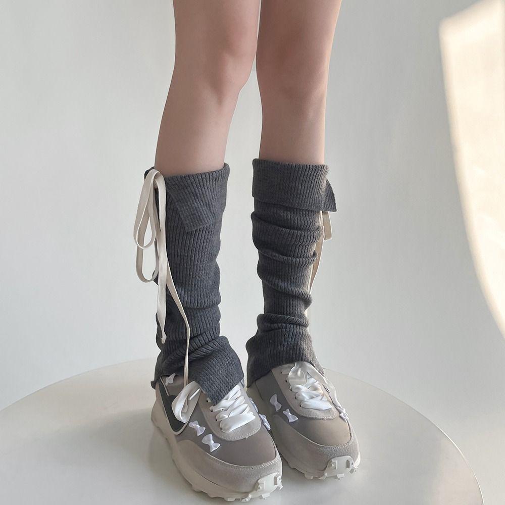 Ribbon Bow Leg Cover Stockings Solid Color Feet Covers New Leg Wraps Socks  Women And Girls