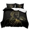 Buddha Duvet Cover Set Exotic Ethnic Bohemian Golden Black Lotus Flowers Bedding Set Double Queen King Polyester Qulit Cover