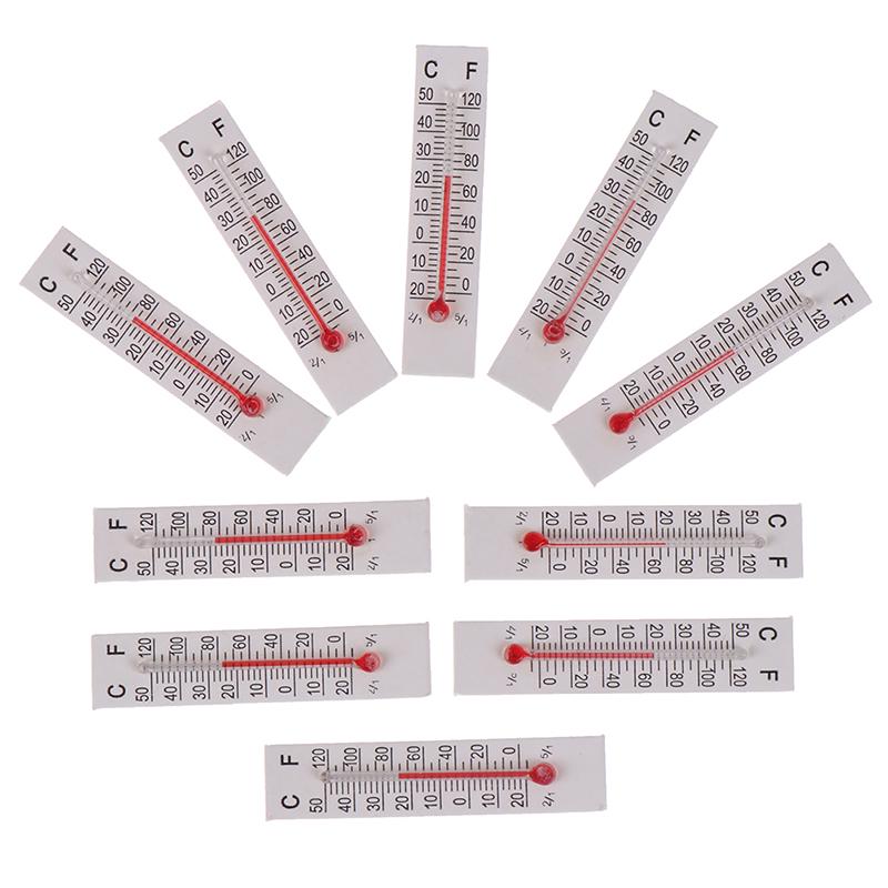 10 Pcs 5Cmx1.1Cm Miniature Paper Cardboard Thermometer Indoor -20-50 Celsius
