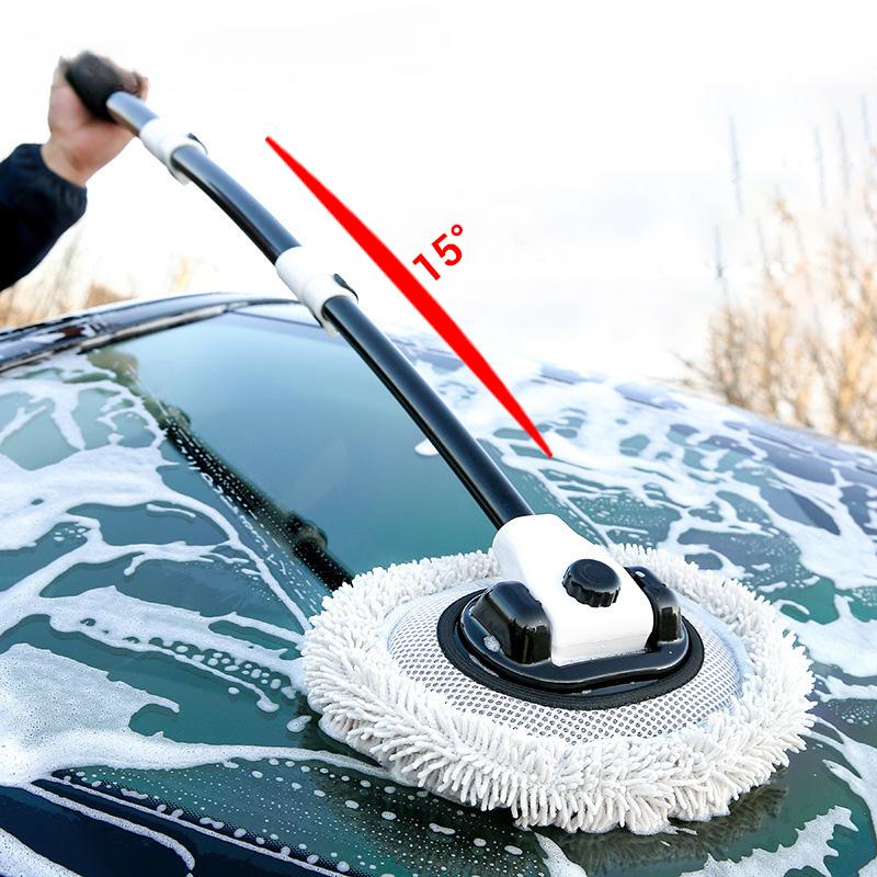 Car Wash Brush Cleaning Brush 15 Degree Bend Telescoping Long Handle Washing Mop Soft Hair Chenille Broom Wash Supplies