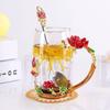 3D бабочка роза чашка для чая резная цветочная чашка кофе чай стеклянные эмалированные чашки
