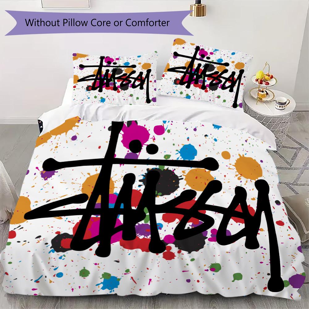 Fashion Logo Prints bedding, duvet cover and pillowcases, birthday gift (1 duvet cover + 2 pillowcases, pillow insert not included)JM071