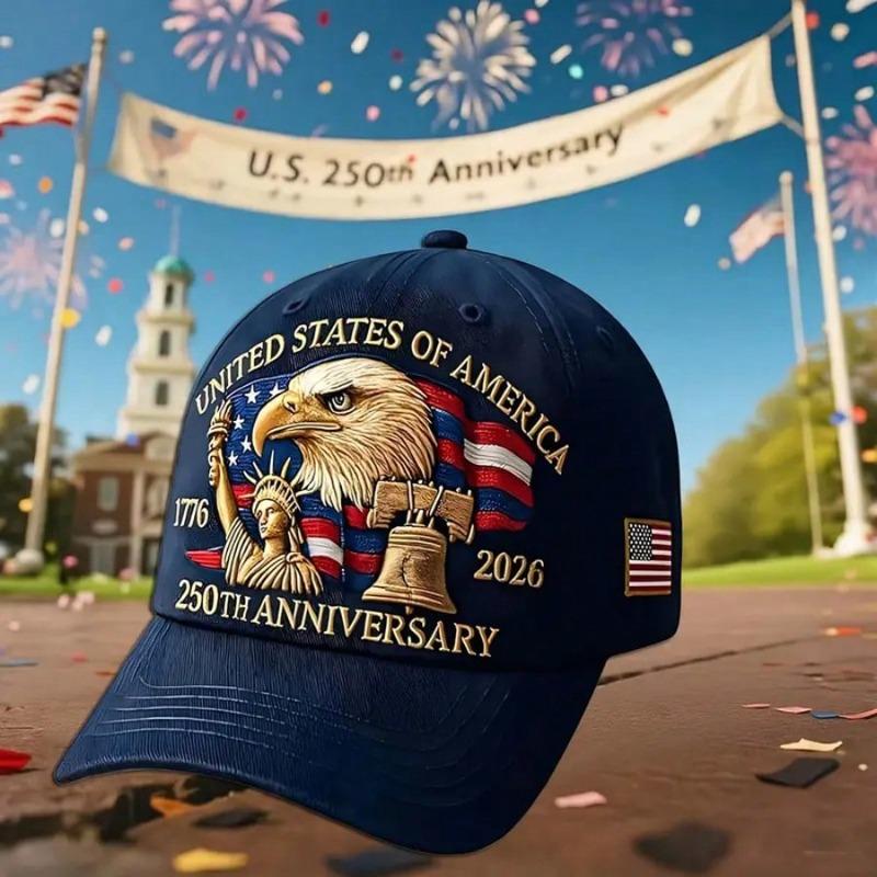 1 шт. Мужская патриотическая бейсболка к 250-летию США 1776-2026, Полиэстеровая кепка-снепбэк в стиле Skull Street для мужчин, Вечеринка по случаю выхода на пенсию
