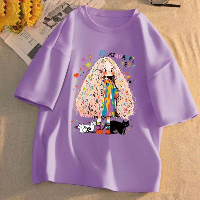 Футболка с коротким рукавом из хлопка American Tide Printed, женская летняя свободная уличная летняя футболка