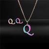 RUI RUI YU 26 Letter Colorful Stainless Steel Jewelry Sets for Women Men Alphabet Initial Chain Pendant Necklace Earrings Kids Gift