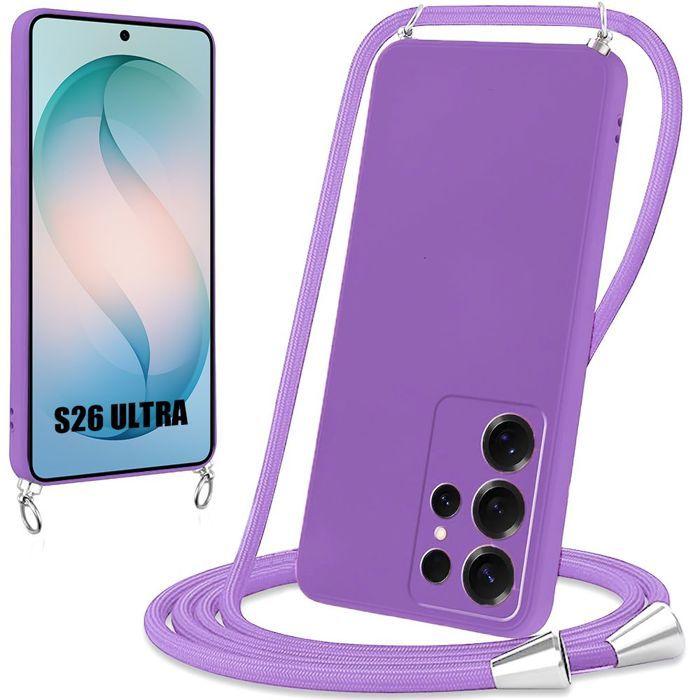 Coque pour Samsung Galaxy S26 Ultra, Protection Silicone Souple Anti-Rayures avec Cordon Violet