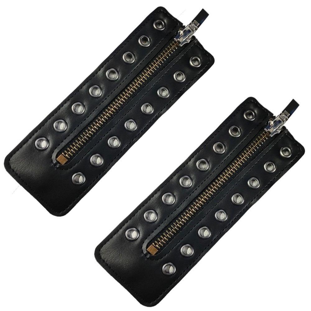 Black Leather Lace-in Boot Zipper Inserts Metal Eyelets 8 Holes Zipper Boot Laces Shoe Accessory Adjustable No Tie Shoe Laces