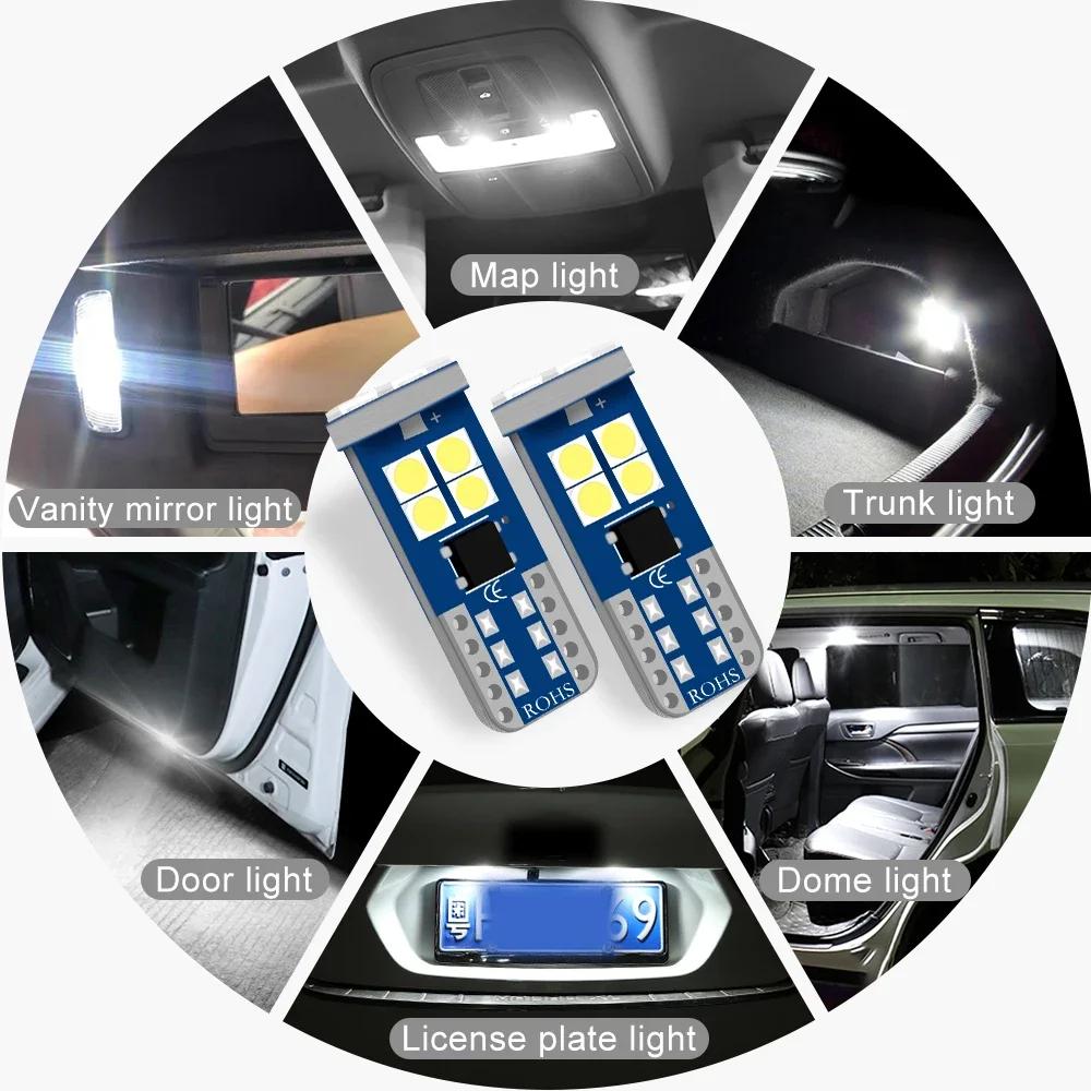 5 шт./10 шт./15 шт. Светодиодные лампы T10 W5W HD 168 194 12 В для освещения салона, купола, чтения, багажника, номерного знака, двери. Белый, синий, розовый