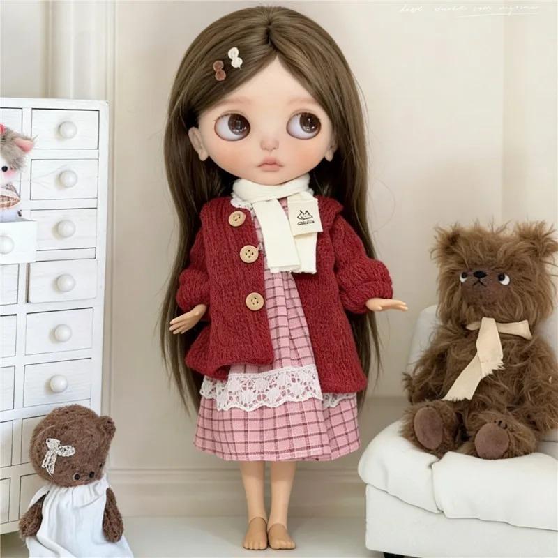 Для кук Blythe Наряд Одежда Принцесса Кружево Горничная Юбка Набор Милые Клетчатые Штаны Винтажное Платье Одежда OB24 OB22 1/6 Аксессуары