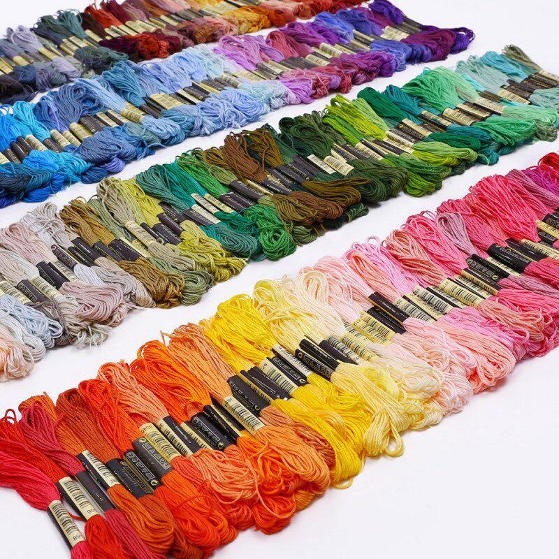 Multi-color Soft Cotton Cross Stitch Threads Sewing Embroidery Floss DIY Handmade Wool Knitting Floss 100 Skeins