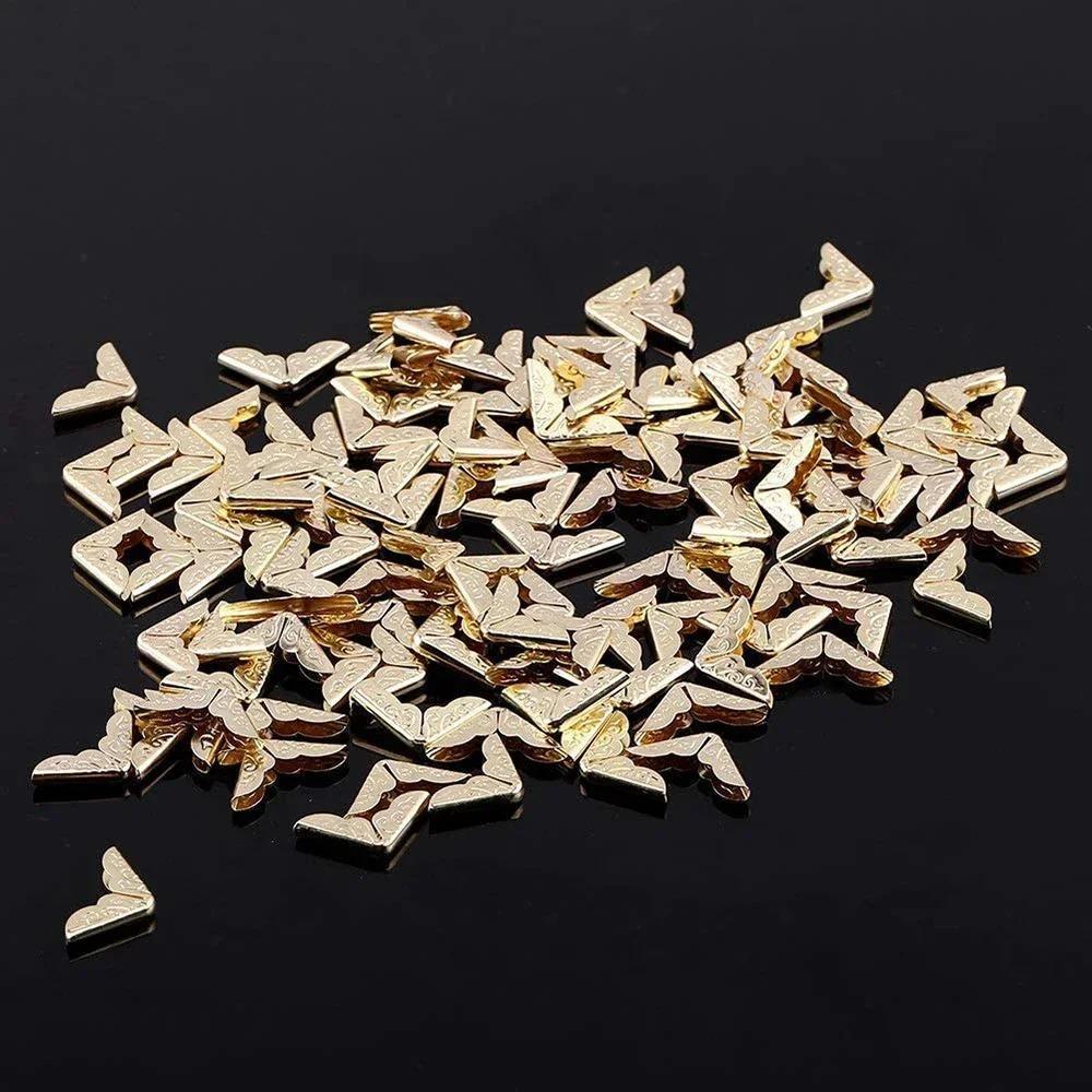 100Pcs Metal Book Corner Protector Vintage Scrapbook Photo Album Notebook Menus Folder Protecting Golden Silver Bronze MIT