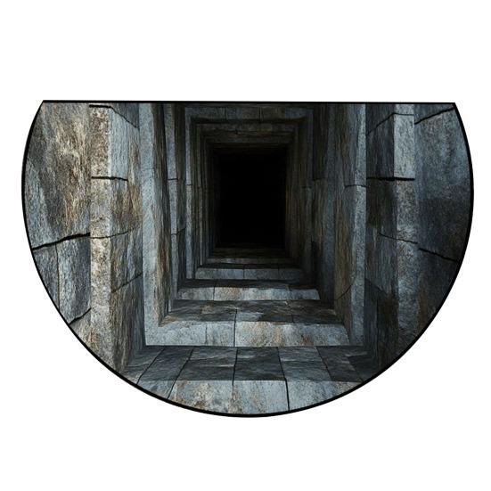 Полукруглый коврик для пола Нескользящий Декоративный 3D-иллюзия Реалистичный ковер-норка Прихожая Гостиная Спальня Устойчивый к выцветанию Коврик для зонирования