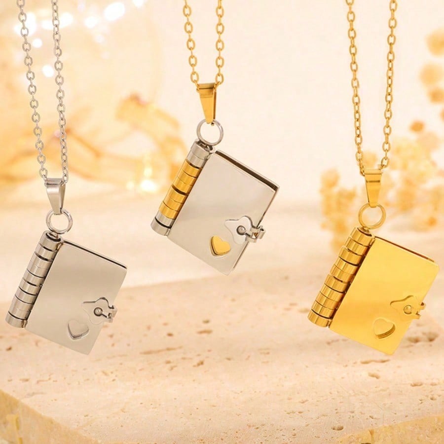 Нержавеющая сталь ожерелье девушки любят letter necklace может открыть book pendant новый personality temperament necklace chain on collarbone