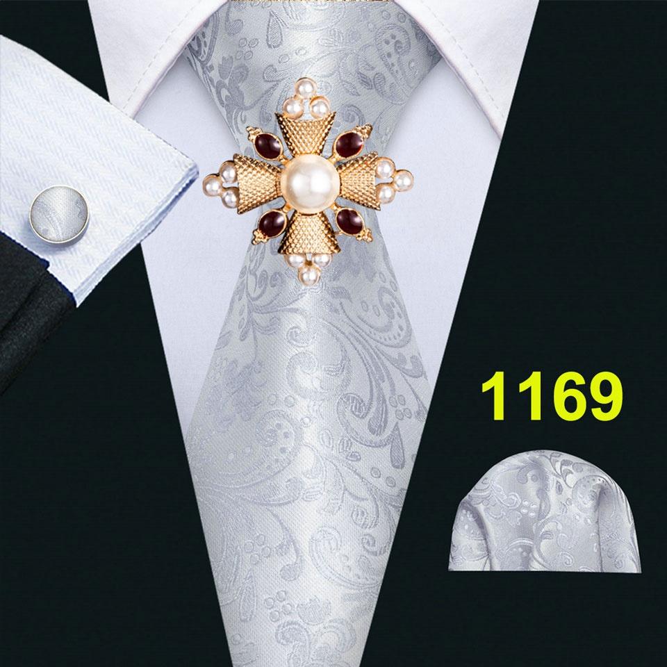 Barry.Wang солидный набор галстук с брошью и запонками,для мужчин