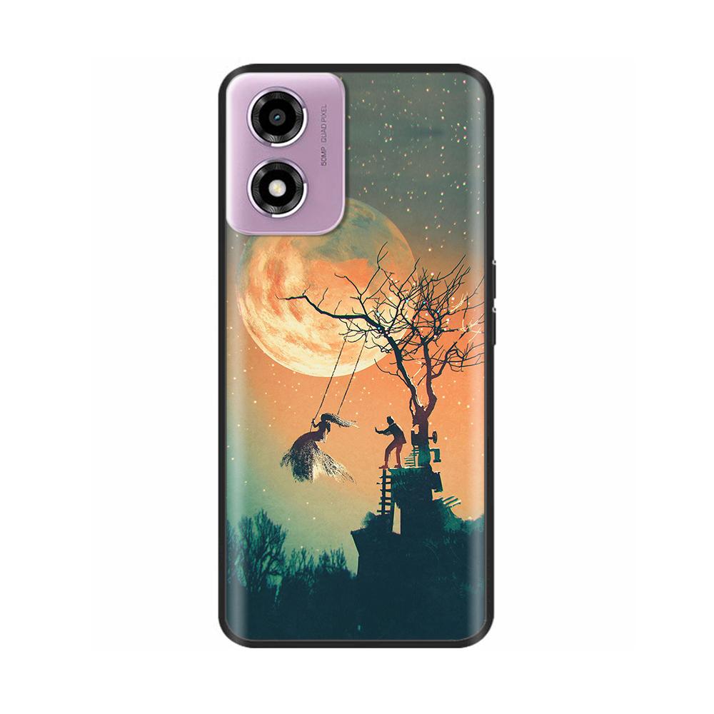 For Motorola Moto E14 Case Cute Painted Soft Black Silicon Cover 6.56'' Shockproof Phone Case For Motorola E14 E 14 MotoE14 Bags