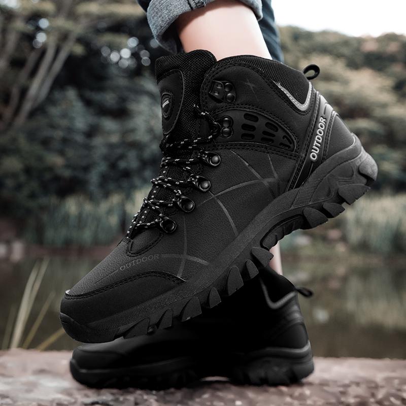 Large Size 46 Super Warm Men's Hiking Boots Winter Trekking Tourism Shoes Wear-resistant Tactical Sneakers Women Mountain Boots