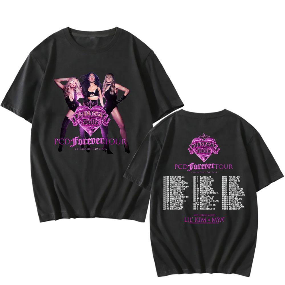 Графические футболки группы The Pussycat Dolls PCD FOREVER Тур В честь 20-летия Футболка с коротким рукавом Хлопок Летняя футболка
