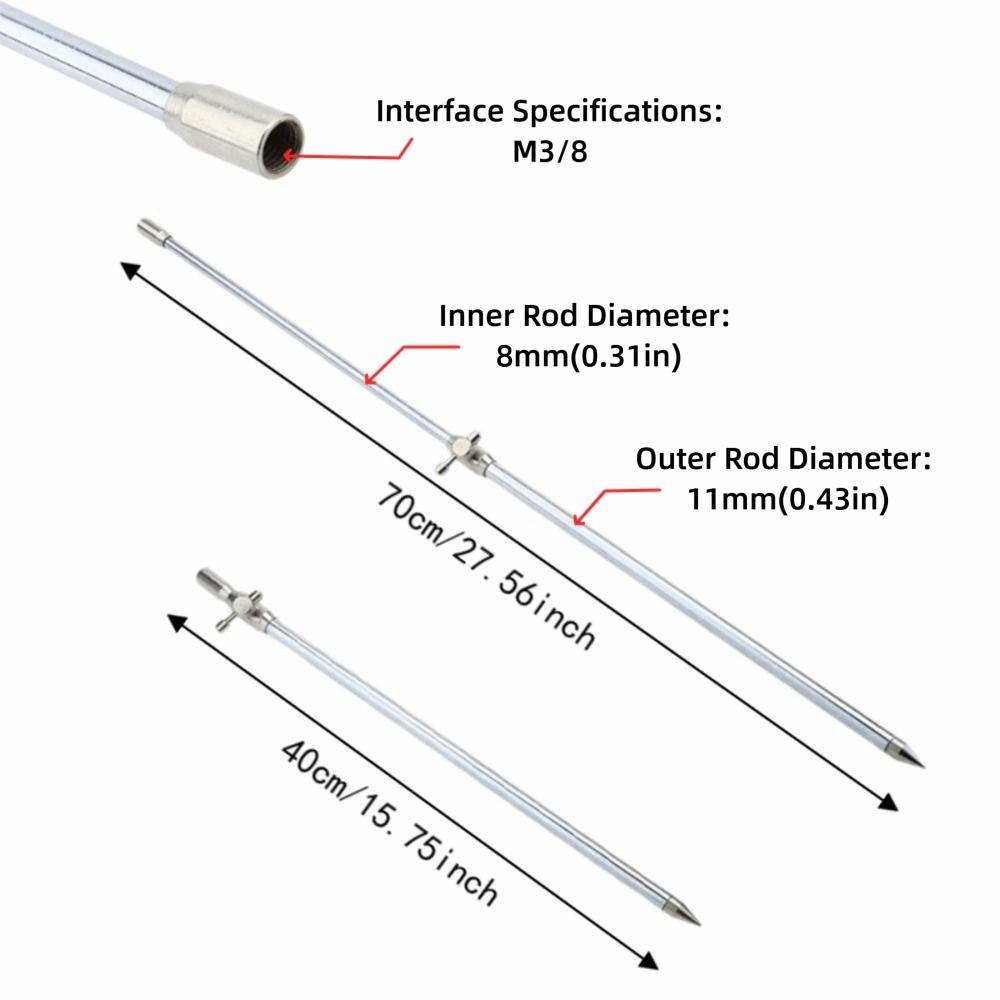 M3/8 Interface Fishing Bank Stick 40-70cm Length Fishing Rod Rest Outdoor Fishing