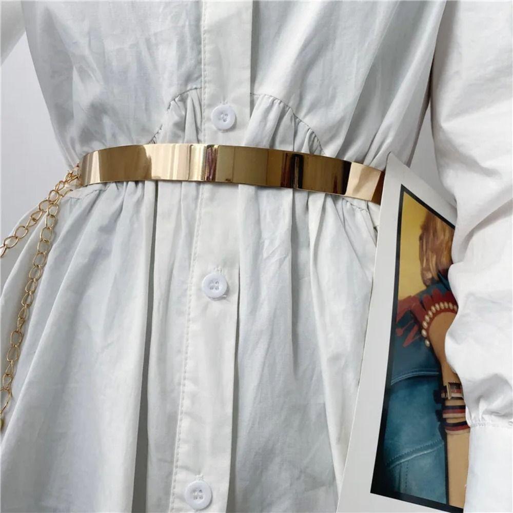 Adjustable Gold Silver Mirror Waistband Fashion Dress Bling Waistband New Metal Designer Belt