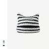 Hairball ins little devil striped knitted wool hat punk wind cat ears cute pointed hat curled edge cold hat
