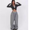 Y2k Grey Sweatpants Women Vintage Hip Hop Korean Casual Joggers Pants Oversized Harajuku America Retro Trousers