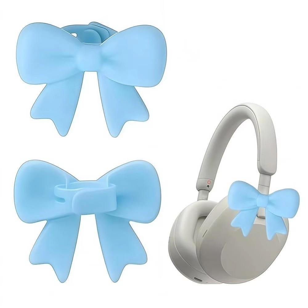 Clip on Silicone Bow Headphone Accessory DIY 3D Bows Decor for Earphone Universal