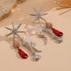 Layered Tassel Crab Starfish Shell Earrings Gold Zinc Alloy Boho Beach Style Statement Earring Women
