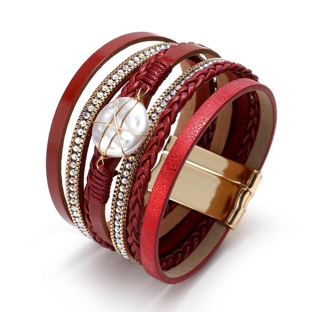 Кожаный браслет для женщин Многослойный браслет в стиле бохо Femme Jewelry