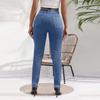 Ripped High Waist Slim Fit Washed Women's Denim Pants