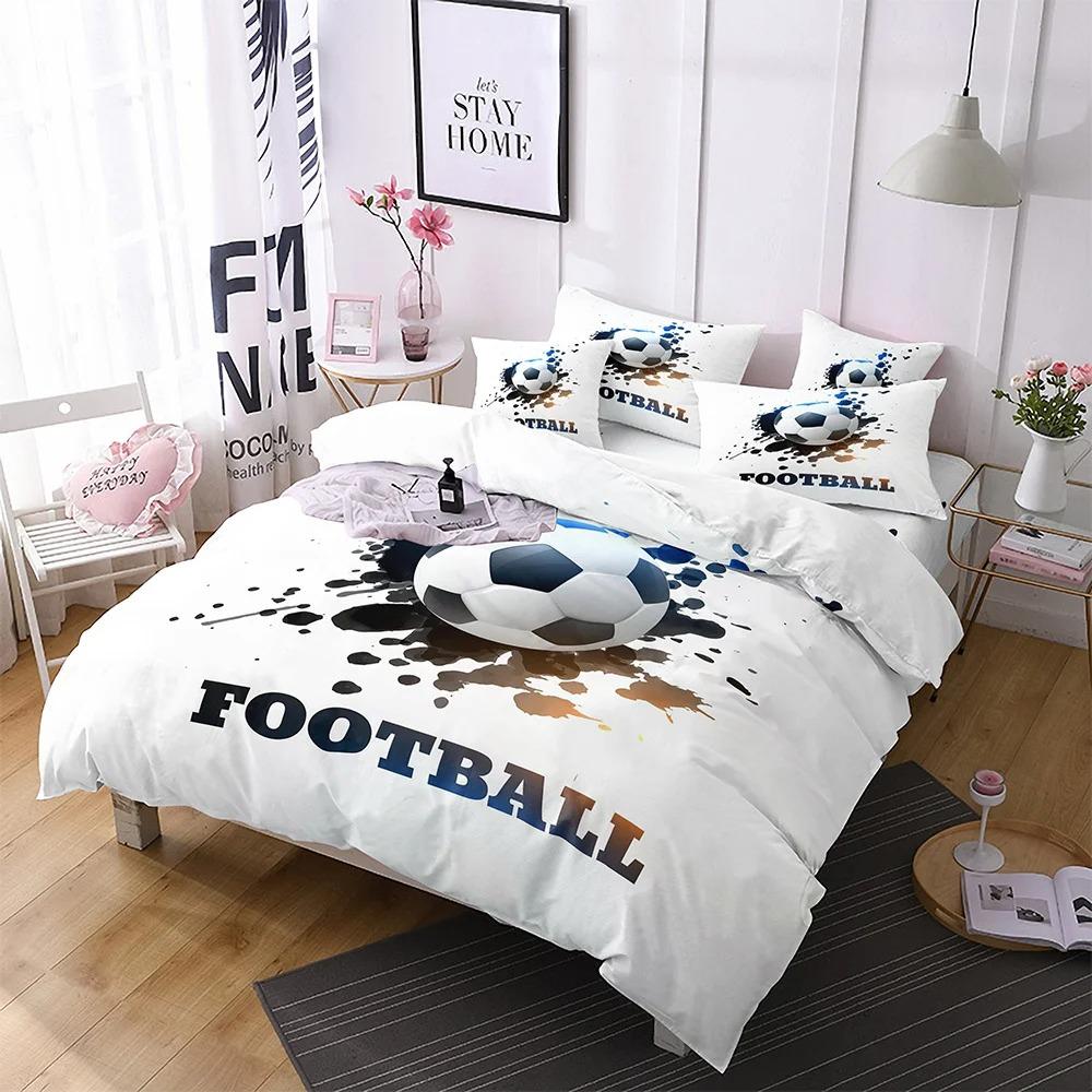 Football Print Bedding Set 1 Duvet Cover, 1/2 Pillowcase Comforter Sets for Adults and Children Are Great Gifts.