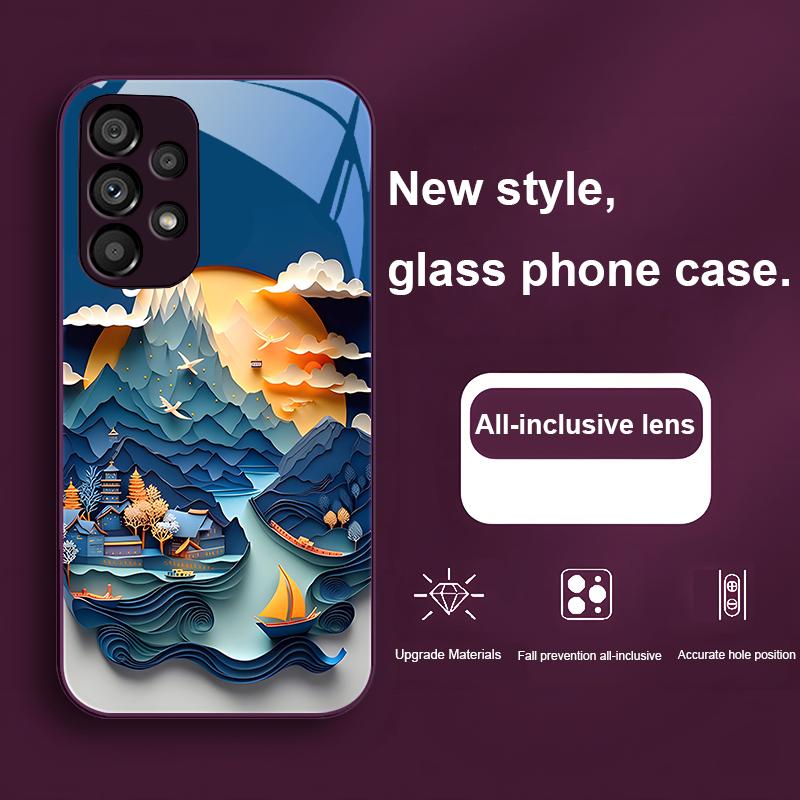 Зимняя Снежная Гора Для Samsung Galaxy S24 Plus S20 21 FE S23 Ultra S8 9 A70 72 73 50 51 52 53 Закаленное Стекло Чехол для Телефона