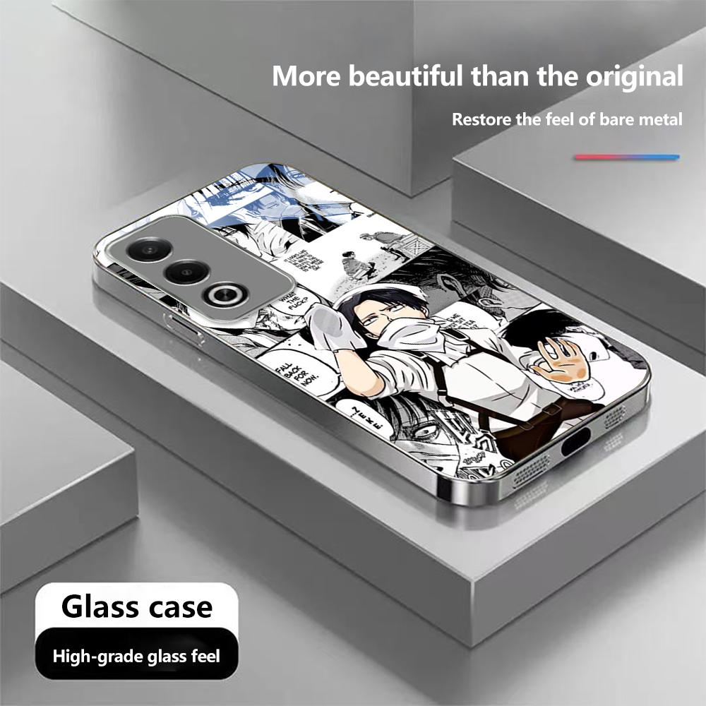 Чехол для телефона N174 с изображением японского аниме «Атака титанов» для iPhone 16, 15, Pro, Samsung S24, S23, A54, A35, Redmi Note13 Pro, с покрытием из закаленного стекла