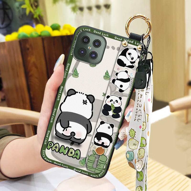 Durable Cute Phone Case For Cubot C30 Wrist Strap Anti-knock Cartoon Anti-dust Fashion Design Kickstand Waterproof Panda
