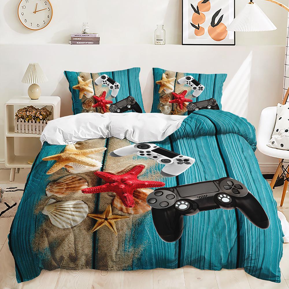 Комплект постельного белья с 3D-игровой ручкой, игровой автомат, пододеяльник для комнаты для мальчиков, 2/3 предмета, мягкая молния DE135 * 200, полноразмерное украшение для спальни из микрофибры