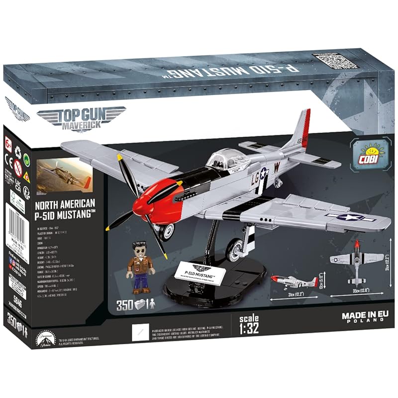 COBI block movie топовый американский армейский самолет P-51D mustang масштаб 1/32 350 деталей совместимый с lego [MADI IN EU]5846