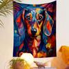 Colorful Geometric Dachshund Portrait Patterned tapestry home decor, suitable for bedroom and living room, gift