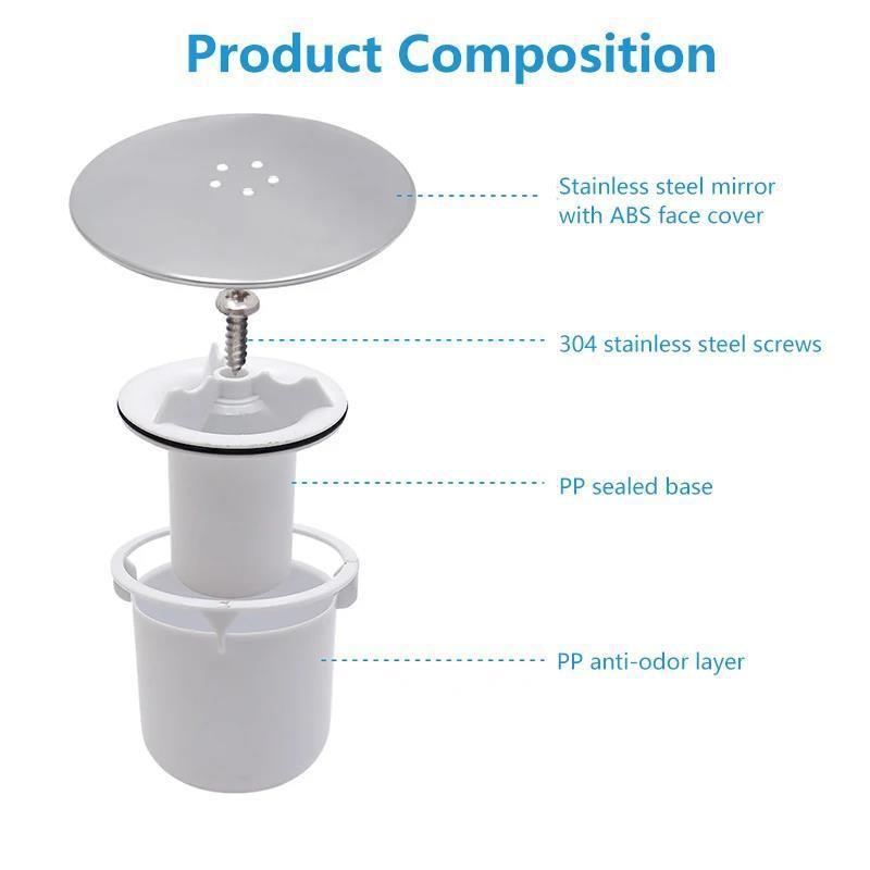 Round Plastic Shower Drain Cover With Water Seal Bathroom Floor Anti-Odor Trap PP Material