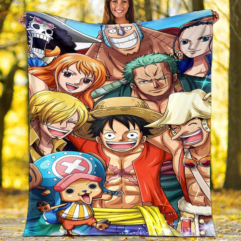 One Piece Theme Printed Blanket - Perfect for Couch, Bed, Travel & Outdoor Use | Machine Washable, Cozy & Durable.
