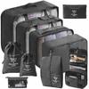 10/7 Pcs Set Travel Organizer Storage Bags Suitcase Packing Cubes Cases Portable Wardrobe Luggage Clothes Shoe Pouch Fold
